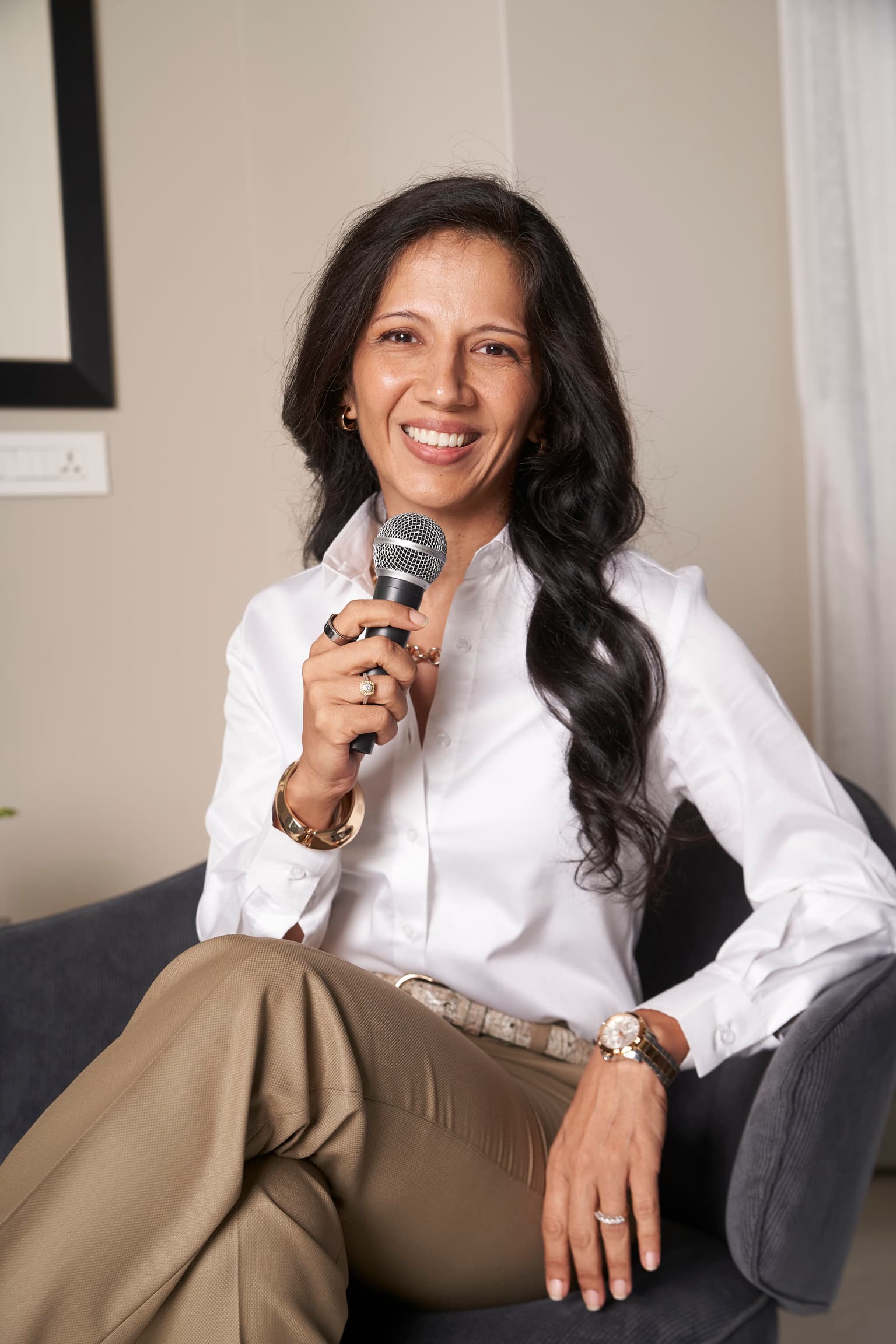 Dr. Roshani Sanghani, American Board-Certified Endocrinologist, speaking with a microphone